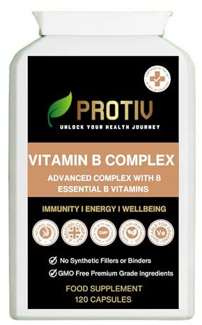 Vitamin B Complex Daily 100 Supplement - 120 Capsules | Minimum 100 NRV Daily Supplement | UK Manufactured