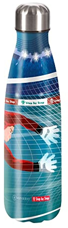 Step by Step Isolierte Trinkflasche aus Edelstahl, blau-grün, für kohlensäurehaltige Getränke, auslaufsicher mit Schraubverschluss, BPA-frei und 100% recycelbar, für Schule und Freizeit, 0,5 Liter
