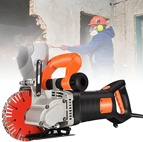 Scanalatore da muro scanalatrice 133mm profondità di taglio - scanalatrice della scanalatura della parete tagliatrice del calcestruzzo 4800W, per mattonelle di marmo del granito 5 pezzi Lame,Orange