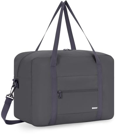 Bagaglio a Mano 40x30x20 Ryanair Wizzair Borsone da Viaggio per Aereo, Borsa Parto Ospedale Mamma, Borsa per Palestra, Weekend per Uomo e Donna di WANDF (Grigio 24L Con Tracolla)