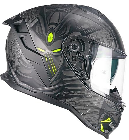 CGM Casco full face, 363S SHOT NIPPO Nero Giallo fluo opaco, L (59-60cm)