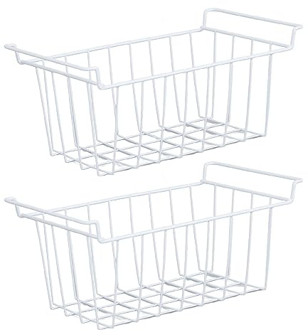 banapoy Aufbewahrungskörbe aus Draht für Gefrierschränke, 2 Stück, Kühlschrank-Organizer aus Metall, Gefrierkorb mit Griffen, Aufbewahrung und Organisation in der (39 x 20 x 20 cm)