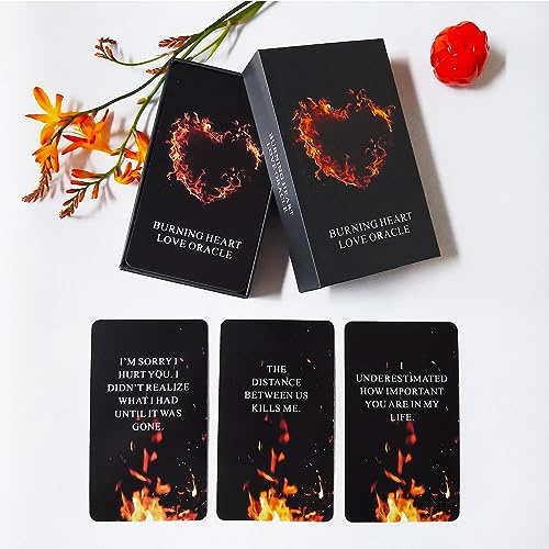 QUEENOFPAIN Burning Heart Love Oracle Cards Deck, Twin Flame Oracle Cards, Oracle Deck Help You Gain Einblick in das, was die Person denkt oder versucht, mit Ihnen zu kommunizieren
