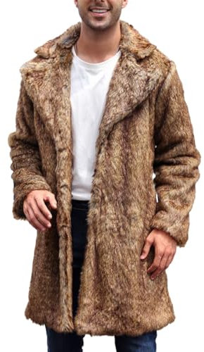 Pelzjacke Herren Plüsch Langarm Warm Vintage Felljacke Pelzjacke Winter Gefüttert Pelzkragen 5Xl Kunstpelz Mantel Winterjacke 4Xl Lang Parka Pelzmantel