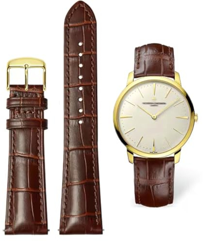AIYIRUO Cinturini per Orologiin Pelle Coccodrillo Modello in Vera Pelle Morbida e Durevole Bracciale di Ricambio Acciaio Inossidabile Metallo Argento oro Fibbia per gli Uomini Donne (12mm-24mm)