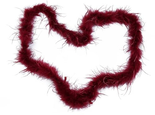 Asudaro Boa für Damen und Mädchen, Feather Boas Straußenfeder Streife Federn 2m Turkey Feather Trim DIY Boa Natürliche Truthah Feder-Boa für Fancy Dress Party Cosplay Kostüm Dekorationen Weinrot