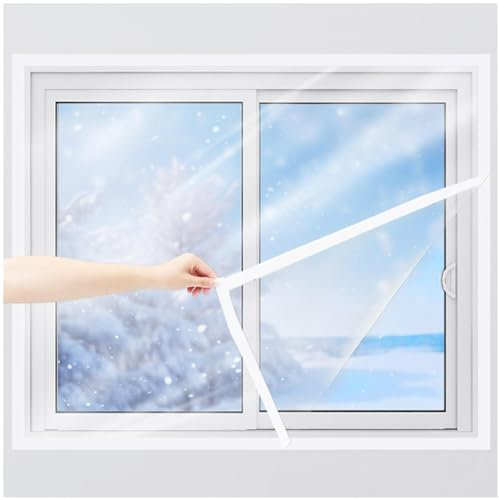Xrdbfd Thermo Cover Fenster-isolierfolie Für Den Winter, Transparente Thermo Fensterfolie, Türen Und Fenster Kälteschutzfolie, Klare Schrumpf Thermofolie Für Glasfenster,WxH-150x240cm/59 * 94in