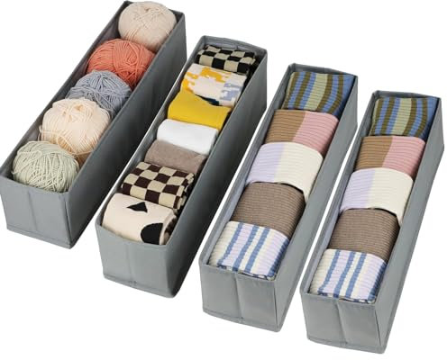 Tosoda Organizador Cajones Ropa Interior Cajas Almacenaje de Armario Cajas Organizadoras con Separadores para Ropa Interior Calcetines (Gris - 4 Piezas)