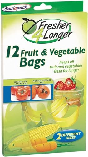 Fruits and Vegetables Storing Bags 2 Size – Natural Food Storage Bag for Home Ready to Use Keeps Fresh for Longer Pack of 12 (2 Size)