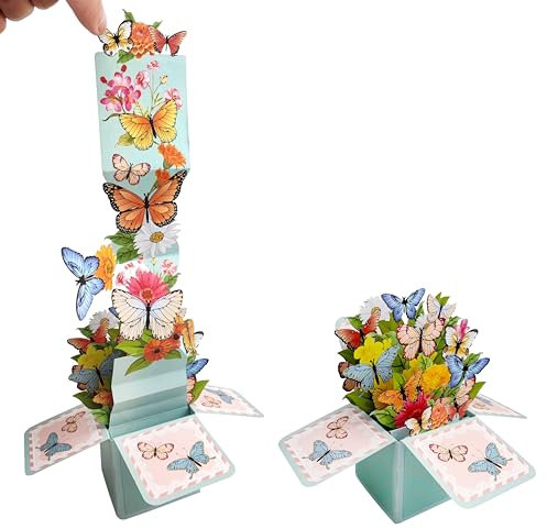 AUOCATTAIL Schmetterling Papier Pop Up Karten, 3D Grußkarte mit Umschlag, Faltbare Feierkarten für Muttertag Geburtstag Jahrestag Lehrertag Jeden Anlass