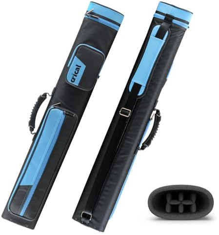 CRICAL Pool Cue Case 2x4 Hard Pool Stick Case Holds 2 Butts and 4 Shafts for Adults Billiard Cue Case with Soft Shoulder Straps