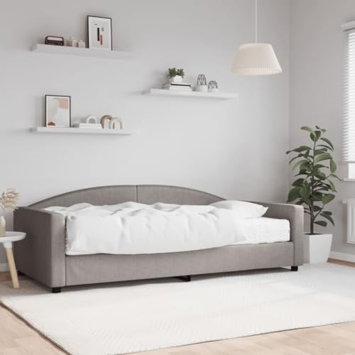 ZQQLVOO Betten, bettrahmen & lattenroste Schrankbett Polster kopfteil Tagesbett mit Matratze Taupe 100x200 cm Stoff