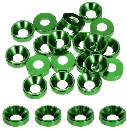 QUARKZMAN Rondelle Svasate Tazza Conica M5 Dia Foro 5.1mm/0.2 Guarnizioni Alluminio Guarnizione Rondella Testa Tazza per Viti Rc/Fpv/Pc/Drone Meccanici Parti Modello 20pz (Verde)