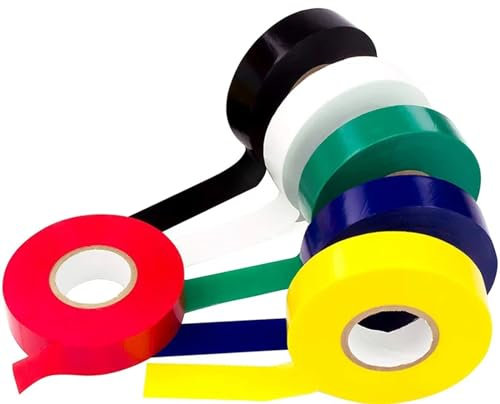 TYNXK Elektrisches Klebeband 20 Fuß langes wetterbeständiges farbiges Isolierband. Färben Sie Ihre elektrischen Leitungen sicher mit PVC-Vinyl for den Innen- und Außenbereich Draht Band(6PC)