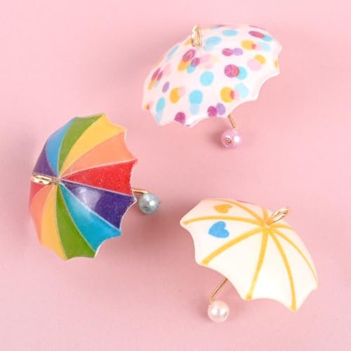 KARLOR Miniatur Regenschirm, 3 Pcs Mini Regenschirm Regenbogen Zubehör Minipuppen DIY-Accessoires Kunstharz Puppenhaus Möbel DIY-Zubehör für Handkunst Basteln Schlüsselanhänge Deko für Cocktailgläser