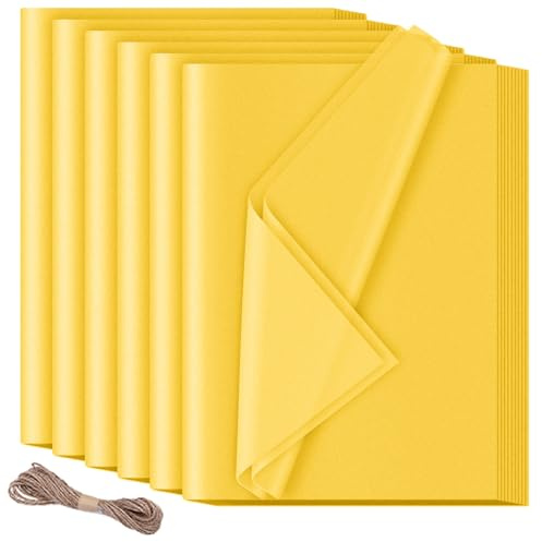 60 Blatt Seidenpapier Verpackungsmaterial, 50x70 cm Geschenkpapier Gelb, HXJDAM Seidenpapier Gelb, Tissue Paper für Geschenkverpackungen Füller, Kunsthandwerk, Geburtstag, Halloween