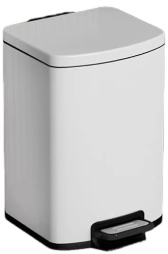 Pattumiera da Cucina, Cestino della Spazzatura da, Pattumiera A Pedale in Acciaio con Coperchio E Secchio Interno, Chiusura Morbida Ammortizzata(White,10L)