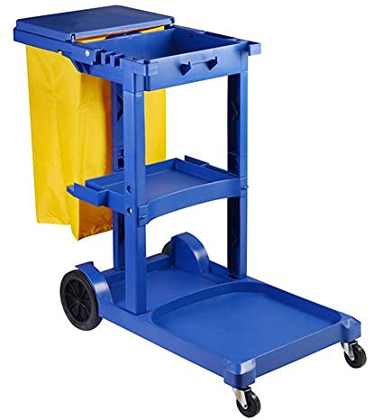 Janitorial Cart,Multifunctional Storage Trolley,Carts,Serving Cart Trolley Hotels Housekeeping Cart with Lid and Wheels, Commercial Traditional 3-Shelf Janitorial Cart for Cleaning Supplies