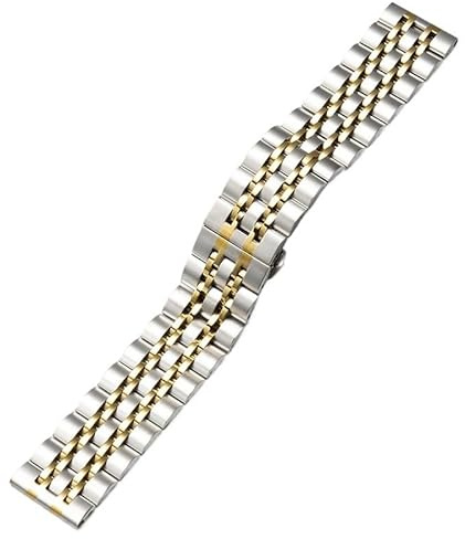 ERVDKXCOI Uhrenarmband Massiv Edelstahl Uhrenarmband Armband Uhrenarmbänder Edelstahl-Uhrenarmband 20 mm 22 mm Universal-Smartwatch-Sieben-Perlen-Uhrenarmband(SilverGold)