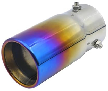 DZSCHUNLUSM Tubo De Escape Universal 70 Mm Entrada 76 Mm Salida Coche Escape Cola Silenciador Punta Acero Inoxidable Plata Negro Terminales De Escape Tubos Punta Silenciador(Burnt Blue)