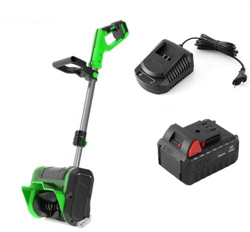 Pala da neve elettrica, pala da neve senza fili con batterie e caricabatterie, pala da neve a batteria da 16 pollici, per vialetto sul ponte del patio,Green-1Battery