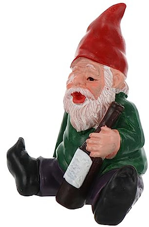 OFFSCH Gartenzwerg Harzfigur Sitzender Betrunkener Zwerg Außendekoration Skurriles Harzhandwerk Gartenornament Für Rasen Terrasse
