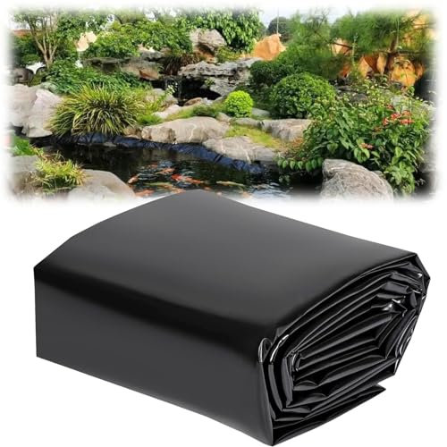 Schwarze Gartenteichfolie, 0,12 mm dick, einfach zu schneiden und zu installieren, Koi-Fischteichfolie, flexible und wasserdichte Teichfolie für Hinterhofteiche und Wasserspiele, 7 x 8 m