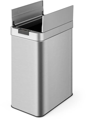 GiantexUK 50L Automatic Trash Bin, Touchless Infrared Motion Sensor Kitchen Waste Bin with Stainless Steel Frame & Soft Closure Lid, Fingerprint-Proof Garbage Can for Home Office (Sliver)