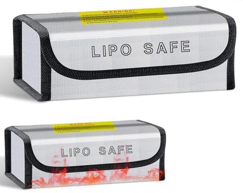 LYSHOOCE Sac Lipo Sécurisé Ignifuge Argent 185X75X60Mm | Pochette Anti-Feu De Stockage Pour Batteries LiPo, Drones Et Voitures RC
