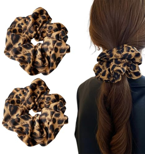 2 Piezas Gomas para el Cabello para Mujer, Banda para el Eelo con Estampado de Leopardo