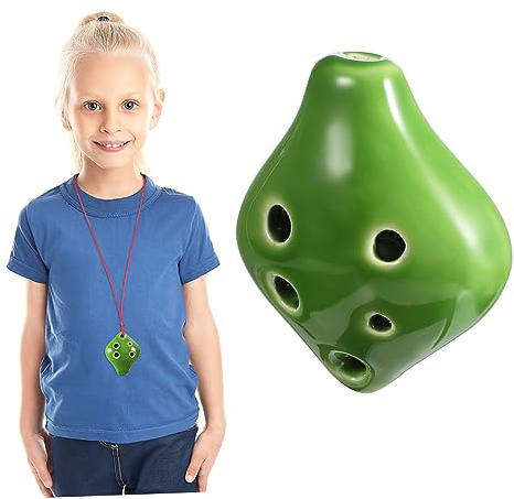 Abaodam Kleine Grüne Keramik Okarina 6-loch Blasinstrument Mit Trageband Kompakte Anfänger Ocarina Für Musikübungen Und Reisen
