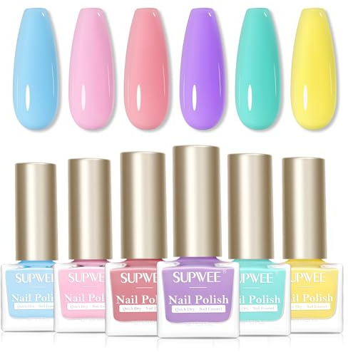 SUPWEE Schnelltrocknend Pastell Nagellack, Macarons Sommer Nagellack | 6 Farben Ohne UV Ölbasis Nail Polish Langanhaltende Nagell Lack für Regular DIY-Nagelkunst