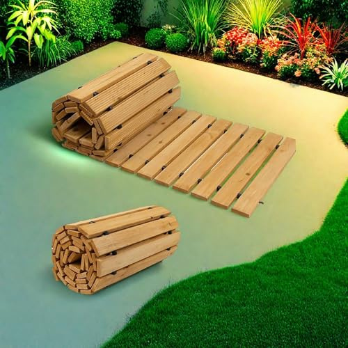 Holzweg, Rollweg, Trittsteine, Rustikales Tannenholz, Rollweg Kunststoff, Hölzerner Gartenweg für Strand, Holzböden, Hochzeiten und Partywege,10ft/3m