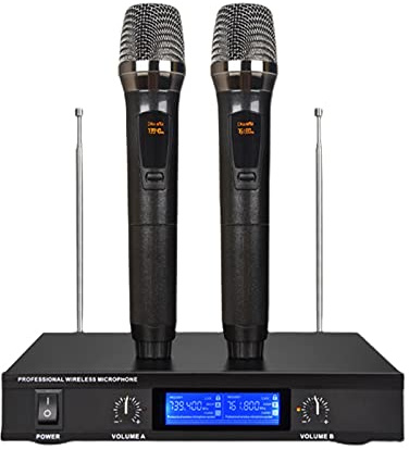 ERSINIAN Microphone UHF Système de Microphone sans Fil Rechargeable Microphone de karaoké Micro sans Fil avec boîtier récepteur Microphone à Main Dynamique cardioïde Professionnel Microphone à Main