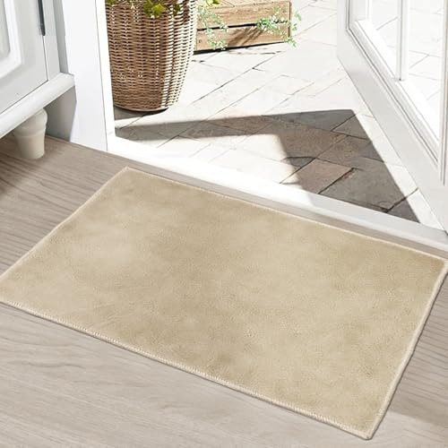 HiChiclife Fußmatte Beige 80x120 – Waschbare Türmatte Innen rutschfest mit TPE – Große Sauberlaufmatte Haustierfreundlich – Eingangsmatte für Flur & Balkon
