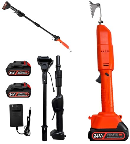 Zappatrice Elettrica, 2 In 1 Mini Zappa Scavo Elettrica Zappatrice Giardino Elettrica con 2 Batterie 1500mAh e Manico da 1,3m, 2500Giri/Min, Sarchiatore Elettrica per Diserbare Giardino Scavare