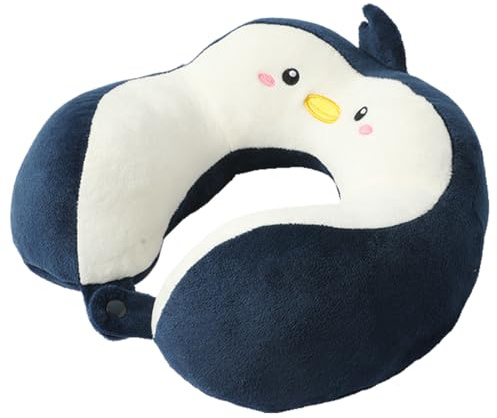 TaleMoon Nackenhörnchen Kinder,Reisekissen Cartoon Pinguin Kopfstütze,Nackenkissen Reise Erwachsene,Tier Reisekissen Memory Foam,Flugzeug Auto Schlafkissen,für Zug Büro Flugzeug