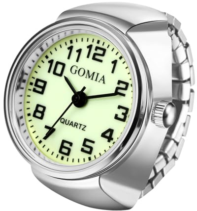Avaner Ringuhr Damen Elastisches Edelstahlarmband: Fingeruhr mit Arabischen Ziffern leuchtendem Zifferblatt Einfach Rund Fingerring Uhr Analog Quarz Uhrenring Geschenk für Männer Frauen