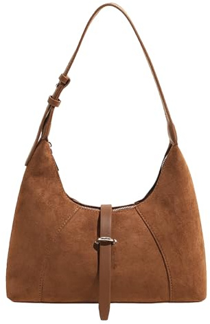 Bag de croix en daim faux en daim sac à main givré à main le sac vintage (marron)
