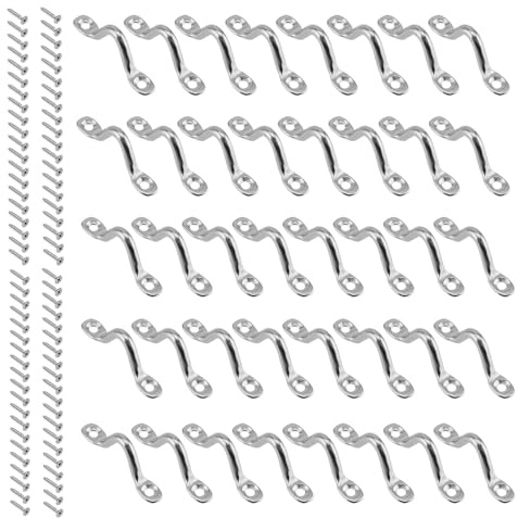 WEIWUXIAN 40 Pièces M4 Plaque Oeillet Acier Inoxydable 304, Boucles de Pont pour Kayaks Boat, Top Pad Eye Pontet INOX Pontet INOX, Oeil Plaques pour Canoe Bateau Bimini Rigging (80 Vis)