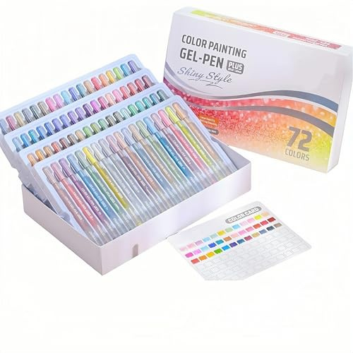 Langou 3D-gelpennor for akrylmålning, 2026 nya glittergelpennor for vuxenmålning, flerfärgad 3D-akrylgelpenna, teckning, gör-det-själv-projekt(72pcs)