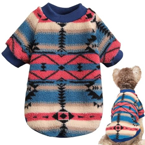 Varma hundkläder – vinterkläder för husdjur, tjocka, varma vinterkläder för husdjur, pullover i nationell stil för liten hund medium valp
