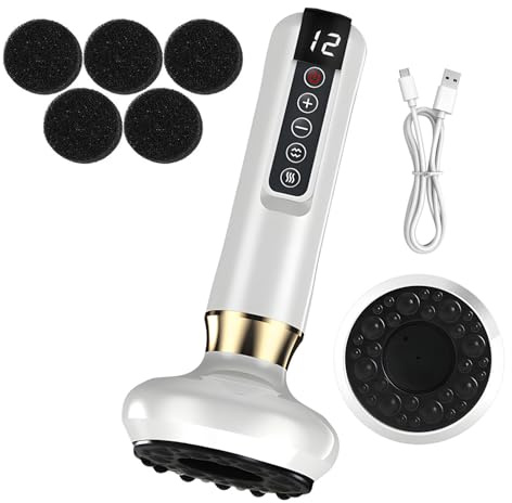 Aischens Dispositivo de Masaje de Ventosas Eléctrico,Masajeador Anticelulítico para Piernas/Abdomen/Manos, Dispositivo Anticelulítico,Cámara de Drenaje Linfático con 12 Programas y 4 Modos (Blanco)