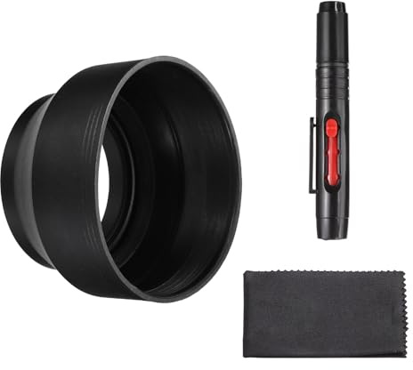 PATIKIL 52mm Paraluce In Gomma Per Obiettivo Fotocamera, A 3 Posizioni Ribaltabile Nero Schermo Universale Contro Luce Solare Con Panno In fibre Per Pulizia E Penna Per Pulizia