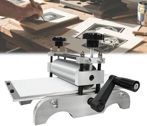 CAOJS Prensa de Grabado Profesional, Máquina Manual de Grabado con Control de Rodillo, Tamaño de la Placa de Impresión: 31 x 17 cm, para Aplicaciones de Grabado en Madera con Relieve y Grabado
