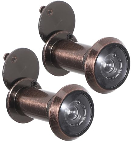 TOVINANNA Mirilla Gran Angular 220° para Puerta 39-59 CM de Grosor Aleación de Zinc Color Rojo Antiguo 2 Unidades con Tapa Antirrobo para Seguridad en Apartamentos y Hogares