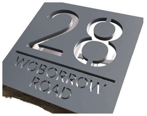 Acrylic Modern House Numbers Sign Door Address Street 3D Letter Number Plaques Outdoor Name Home Decor Plate(Black Black,20X20CM)