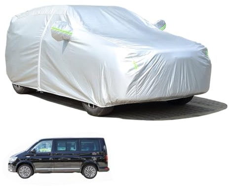 Autoabdeckung Vollgarage Abdeckplane für Multivan T5 T6 T7 SWB 2008-2026 Garage Wasserdicht Sonnenschutz Staubdicht Schneedicht Outdoor Winter Car Cover(Silver)