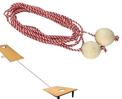Cornhole Distance Measuring Gadget Wooden Balls Rope Set | Classical Cornhole Bag Toss Game for Christmas Present, Father's Day Present, Outdoor Party, Backyard Fun, Tailgating