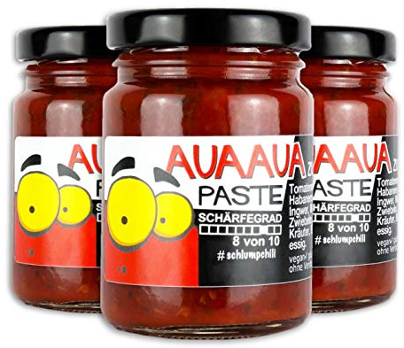 Schlump-Chili AUA AUA® XL Habanero Chili Paste mit Ingwer im 3er Set Dreierpack (3 x 90g)